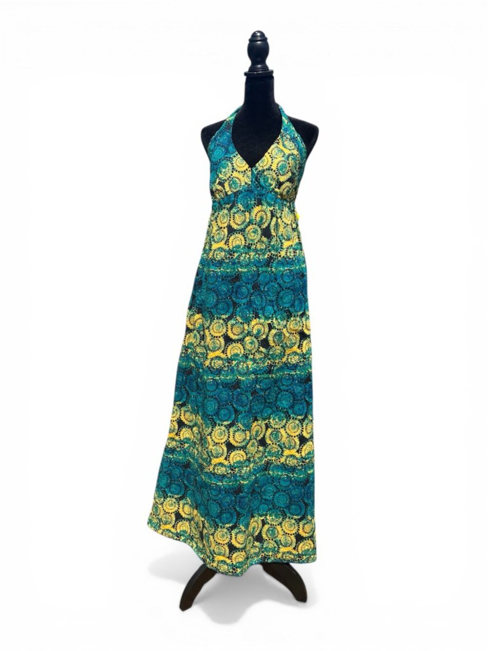 Old Navy‎ Y2K maxi halter dress artsy 2007 vintage phoebe buffay